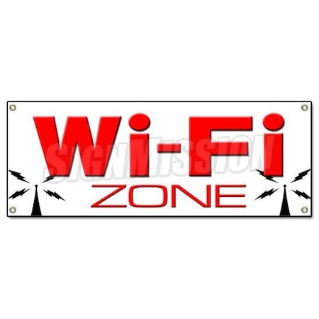 Signmission WI-FI ZONE BANNER SIGN wifi internet cafe hotspot free coffee shop WIFI hot B-Wifi Zone